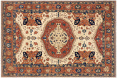 9x13 hand knotted Ziegler wool rug in beige and rust - Chic Ziegler Samuel