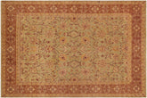 9x12 hand knotted vintage Lavastone low pile wool rug in green and brown - Lavastone Dania