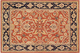 9x12 hand knotted Ziegler wool rug in rust and blue - Bohemian Ziegler Risa