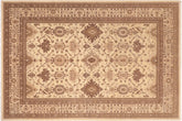 8x10 hand knotted geometric wool rug in ivory and tan - Boho Ziegler Mario