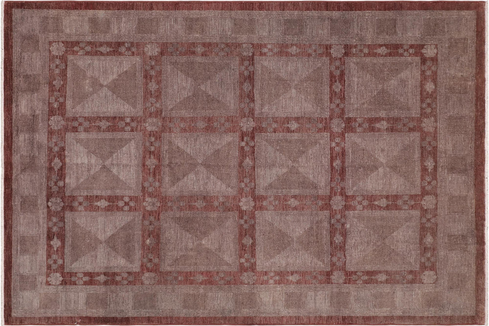 handmade Over Dyed Over Dyed Gray Red Hand Knotted RECTANGLE 100% WOOL area rug 8' x 10'