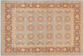 9x12 hand knotted transitional wool rug in blue and brown - Oriental Laila
