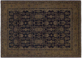 handmade Transitional Vintage Blue Brown Hand Knotted RECTANGLE 100% WOOL area rug 8' x 12'