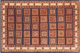 7x10 hand knotted geometric wool rug in blue and beige - Rustic Ziegler Berjusta Loura