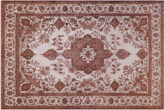 handmade Vintage Vintage Beige Red Hand Knotted RECTANGLE 100% WOOL area rug 8' x 10'