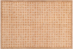 handmade Modern Kafkaz Rust Tan Hand Knotted RECTANGLE 100% WOOL area rug 6' x 9'