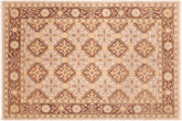 6x9 hand knotted transitional wool rug in beige and brown - Chic Leonida