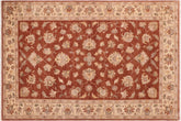 6x9 hand knotted Ziegler wool rug in rust and tan - Bohemian Ziegler Elizbeth