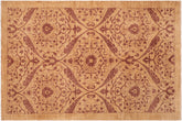 6x9 hand knotted modern wool rug in gold and brown - Chic Celestin