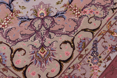 handmade Traditional Tabriz Blue Pink Hand Knotted RECTANGLE WOOL&SILK area rug 13x17