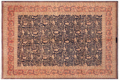 handmade Transitional Harriss Blue Rose Hand Knotted RECTANGLE 100% WOOL area rug 8x10