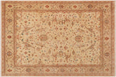 9x11 hand knotted Ziegler wool rug in tan and blue - Chic Ziegler Merjan
