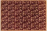 8x11 hand knotted modern wool rug in red and tan - Eclectic Yolande