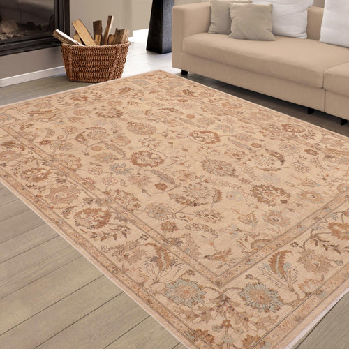 handmade Transitional Kafkaz Tan Brown Hand Knotted RECTANGLE 100% WOOL area rug 8' x 10'
