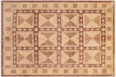 8x10 hand knotted transitional wool rug in brown and tan - Classic Sommer
