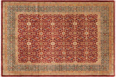 8x10 hand knotted transitional wool rug in rust and blue - Oriental Pearle