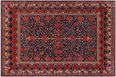 7x8 hand knotted Super Kazak wool rug in blue and red - Bohemian Super Kazak Ellis