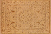 10x14 hand knotted vintage Lavastone low pile wool rug in tan and brown - Lavastone Edra