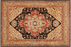 handmade Traditional Antique Brown Tan Hand Knotted RECTANGLE 100% WOOL area rug 9' x 12'