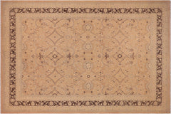 handmade Transitional Kafkaz Peach Lt. Brown Hand Knotted RECTANGLE 100% WOOL area rug 9x12