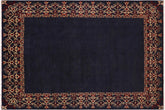 9x12 hand knotted modern wool rug in blue and red - Chic Florinda