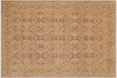 9x12 hand knotted transitional wool rug in tan and green - Chic Corrin Tan/ Green
