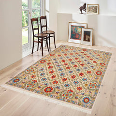 handmade Geometric Kafkaz Beige Blue Hand Knotted RECTANGLE 100% WOOL area rug 10' x 12'