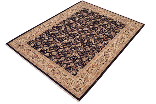 handmade Transitional Kafkaz Blue Beige Hand Knotted RECTANGLE 100% WOOL area rug 6' x 9'