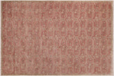 6x9 hand knotted modern wool rug in pink and green - Chic Twana