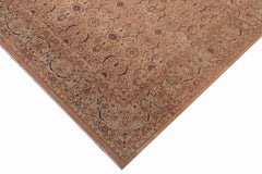 handmade Transitional Qaseem Bond Tan Green Hand Knotted RECTANGLE 100% WOOL area rug 10x14