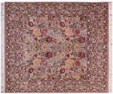 handmade Transitional Morris Gray Gray Hand Knotted SQUARE 100% WOOL area rug 6x6