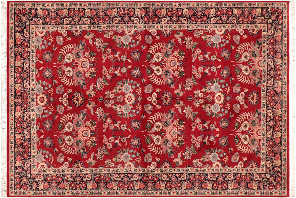 handmade Transitional Gulzar Red Blue Hand Knotted RECTANGLE 100% WOOL area rug 6x9