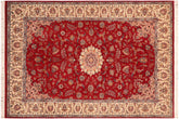 handmade Traditional Kashan Red Ivory Hand Knotted RECTANGLE 100% WOOL area rug 6x9