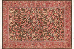 handmade Traditional Gulshan Green Pink Hand Knotted RECTANGLE 100% WOOL area rug 6x9
