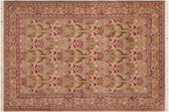 handmade Transitional Hamjolie Green Pink Hand Knotted RECTANGLE 100% WOOL area rug 6x10