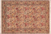 handmade Transitional Kamal Taupe Gold Hand Knotted RECTANGLE 100% WOOL area rug 6x9