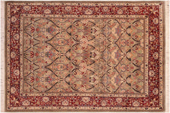 handmade Transitional Mujahid Green Red Hand Knotted RECTANGLE 100% WOOL area rug 6x9