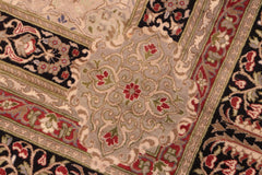 handmade Transitional Beige Black Hand Knotted RECTANGLE 100% WOOL area rug 6x9