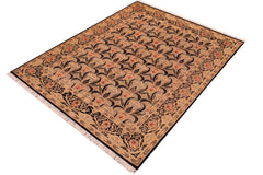 handmade Transitional Tulip Black Red Hand Knotted RECTANGLE 100% WOOL area rug 6x9
