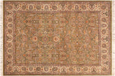 handmade Traditional Design Green Beige Hand Knotted RECTANGLE 100% WOOL area rug 6x9