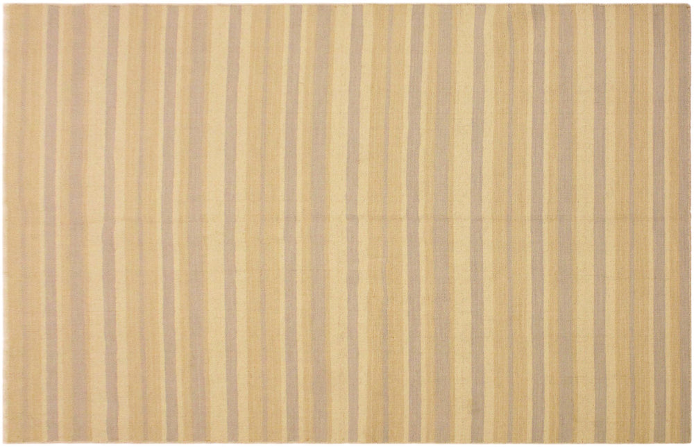 handmade Modern Kilim Bluish Gray Tan Hand-Woven RECTANGLE 100% WOOL area rug 5x8