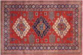 4x6 hand knotted Shirwan wool rug in rust and blue - HexaBloom Shirwan Vi