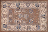 11x15 hand knotted Ziegler wool rug in brown and ivory - Oriental Ziegler Vasiliki
