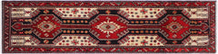 handmade Traditional Hamadan Red Blue Hand Knotted RUNNER 100% WOOL area rug 3 x 11