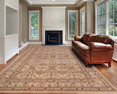 handmade Transitional Kafkaz Ivory Ivory Hand Knotted RECTANGLE 100% WOOL area rug 12' x 19'
