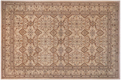 handmade Transitional Kafkaz Ivory Ivory Hand Knotted RECTANGLE 100% WOOL area rug 12' x 19'
