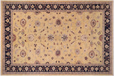 12x17 hand knotted Ziegler wool rug in gold and blue - Bohemian Ziegler Valda