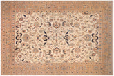 13x18 hand knotted Ziegler wool rug in ivory and orange - Chic Ziegler Sha