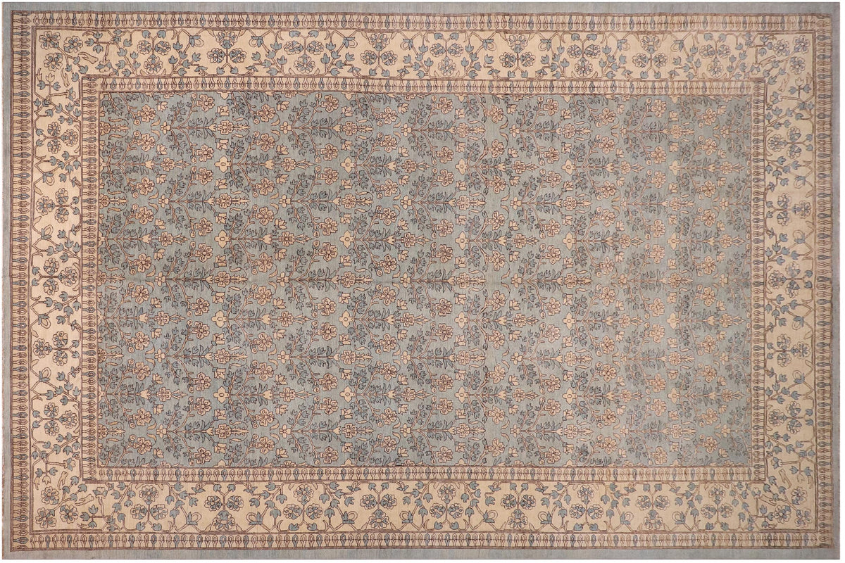 12x18 hand knotted transitional wool rug in green - Boho Chic Oneida Green/ Green