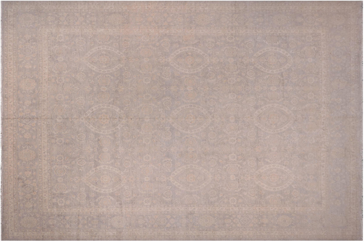 12x15 hand knotted transitional wool rug in brown and gray - Eclectic Vivan